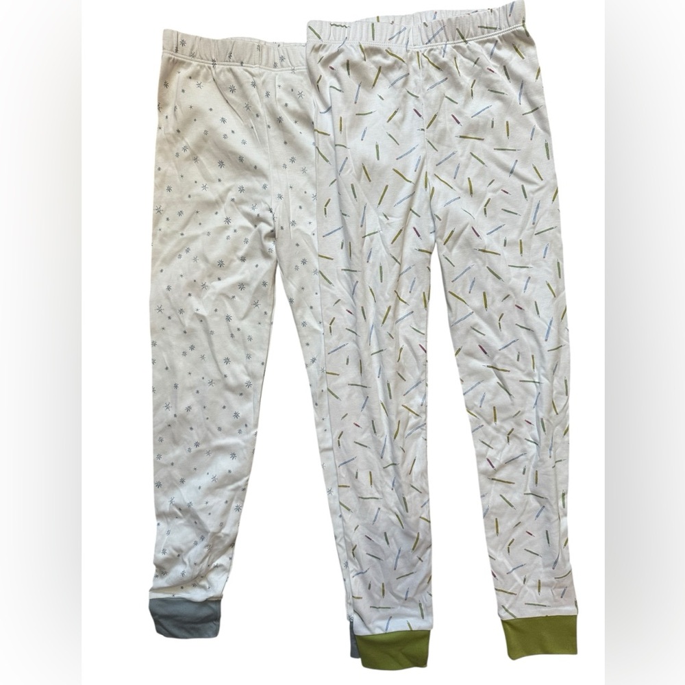 2pr LAKE PJ Pants White Blue Pencil Print & Star Print Pima Cotton Lounge Pant